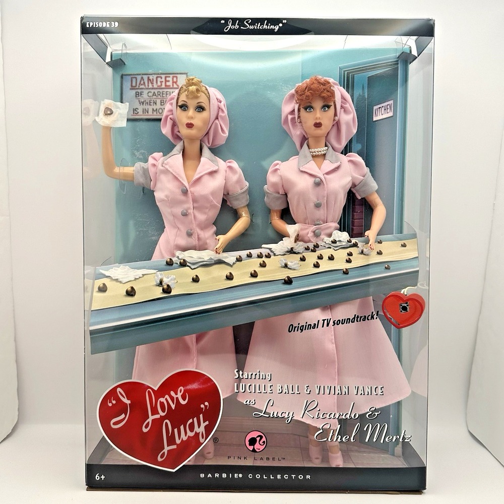2008 I Love Lucy Barbie Job Switching Lucy Ethel Pink Label Giftset L9585